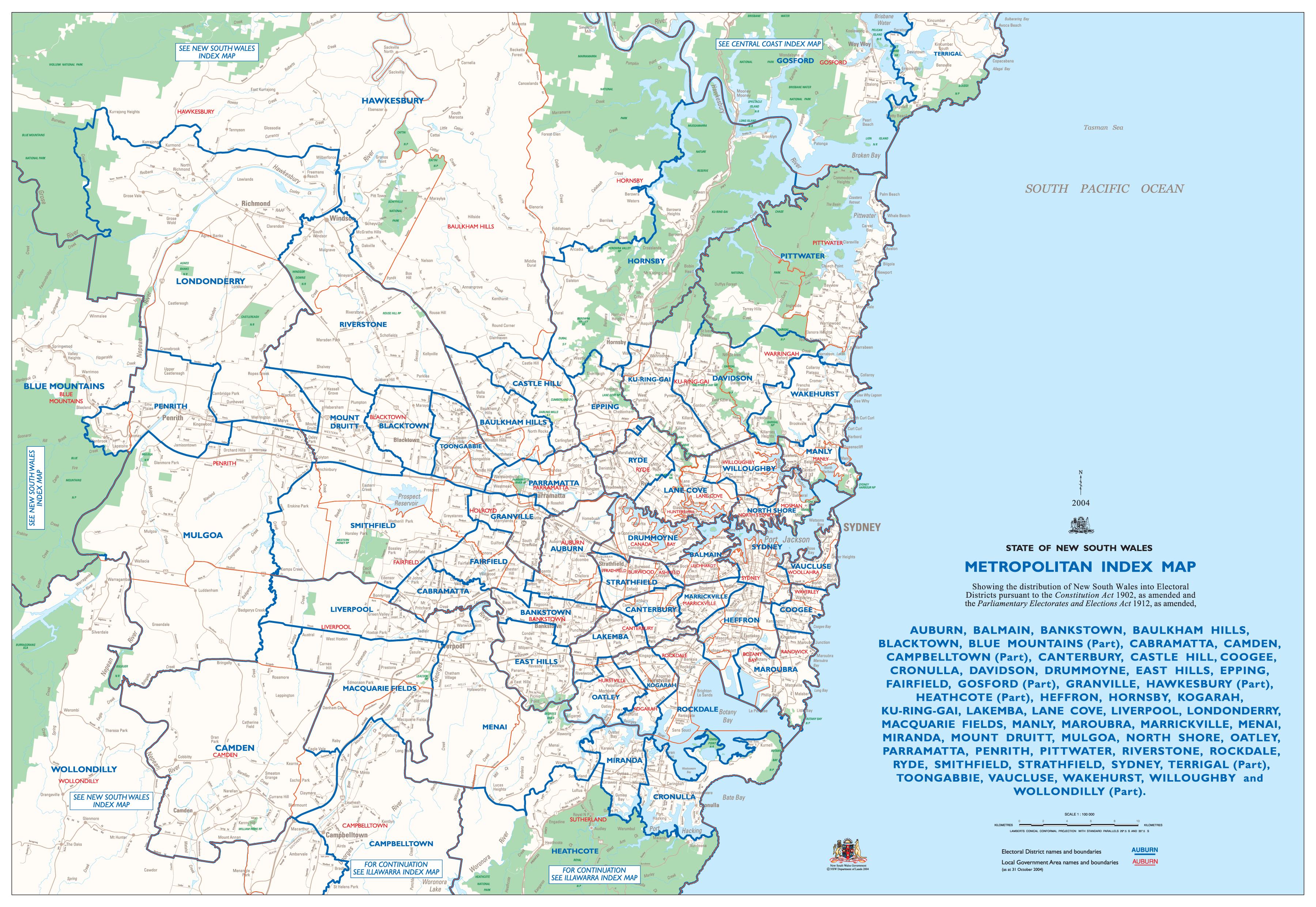 sydney karta Karta över sydney förorter   Sydney karta förorter (Australien) sydney karta