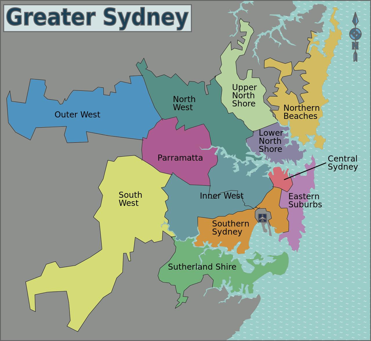 Western sydney karta - Karta av western sydney (Australien)